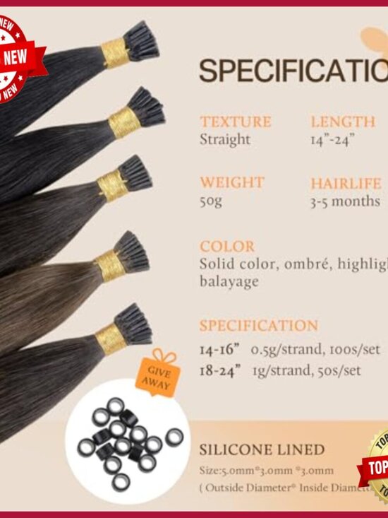 20 Inch I Tip Hair Extensions 50g Silky Straight Remy Human Hair main image 6